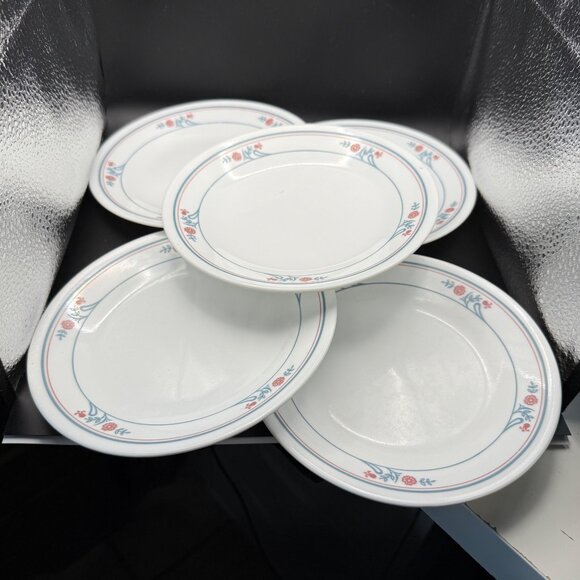 Corelle Vintage Prinston Floral Bread Plates Set Of 5 6.75" Made In USA - Picture 1 of 5